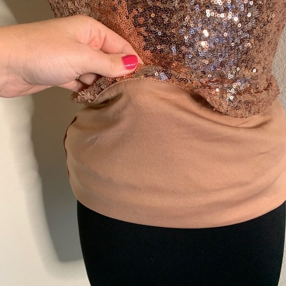 𝅺mind Code Rose Gold Sequin Sparkle Mini Bodycon Sexy Dress Size Medium (1114) - Picture 6 of 10